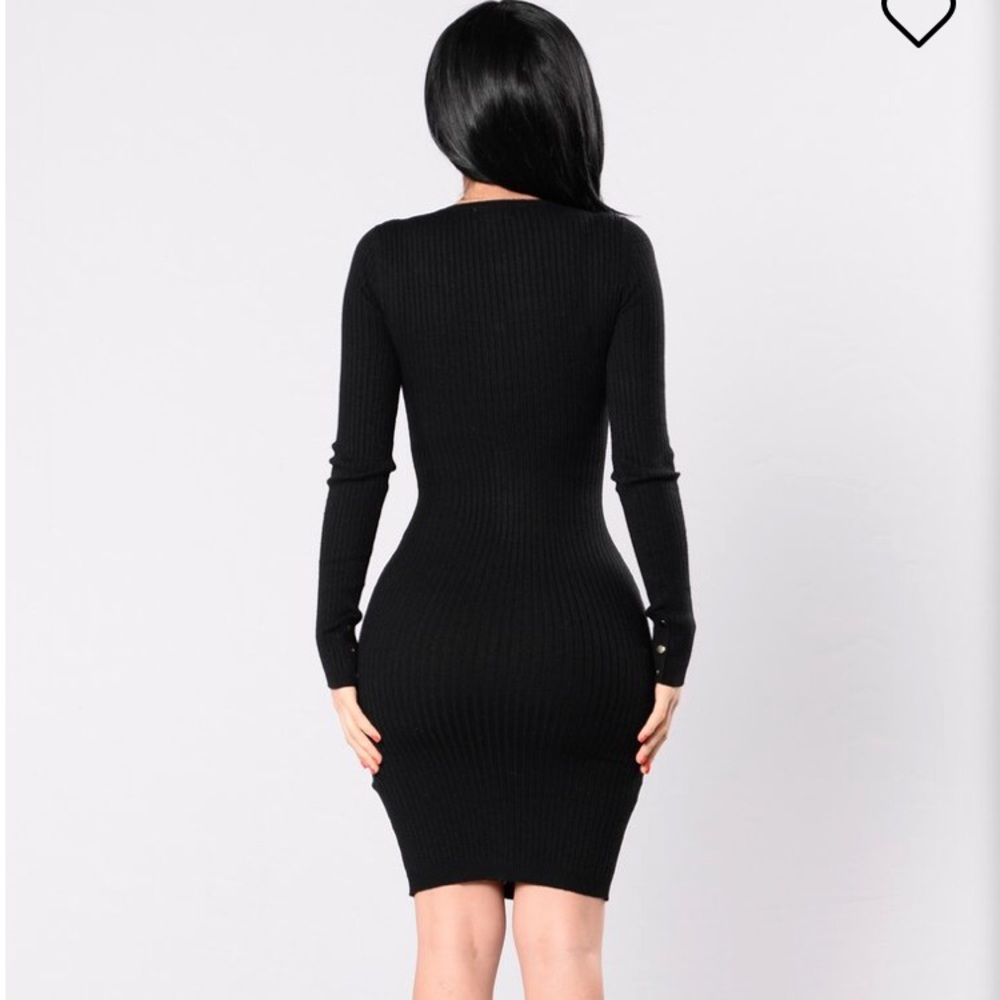 Black Long sleeve sweater dress - Picture 2 of 3